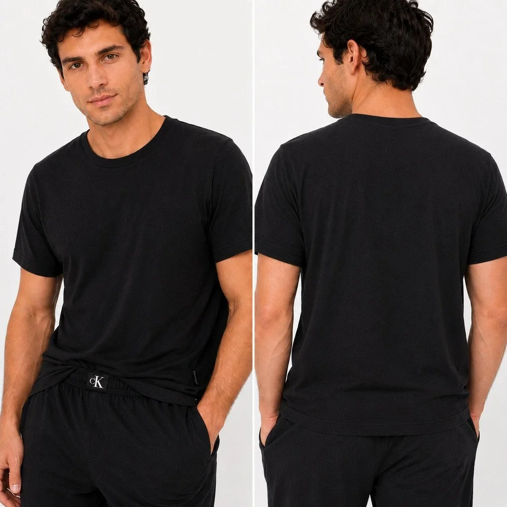 Calvin Klein Men's M Ultra Soft Modern Sleep Shirt Black Crew Neck Modal Blend